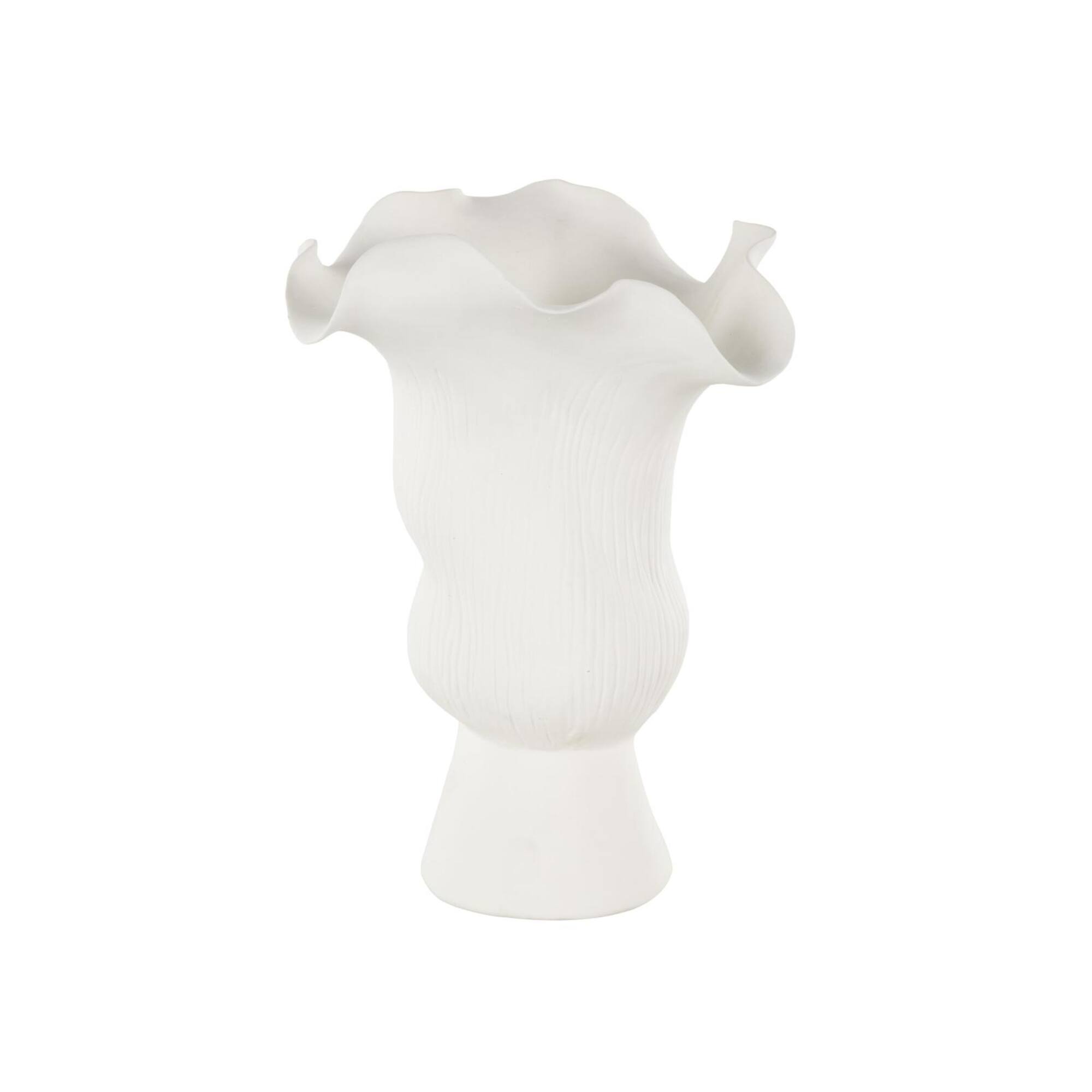10.5" White Abstract Floral Ceramic Vase